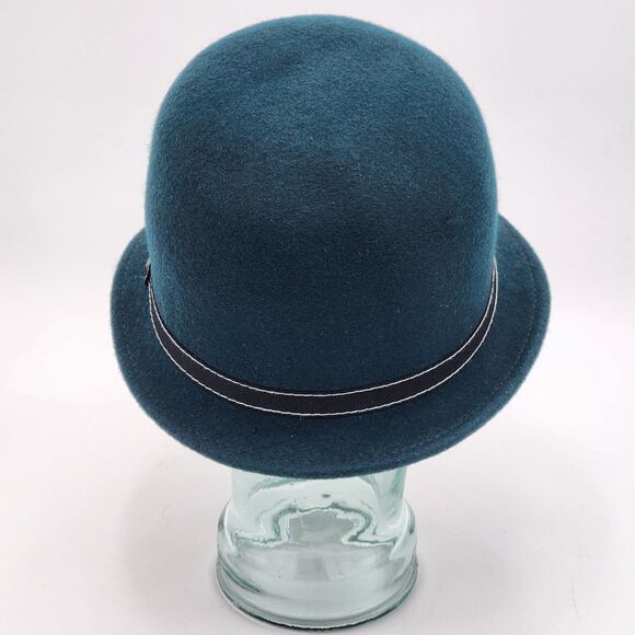 Vintage Wool Green Black Ribbon Cloche Hat - Picture 4 of 8